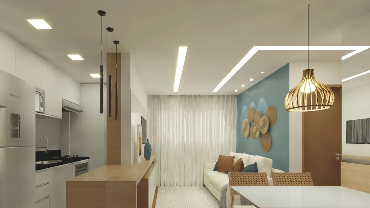 Sala com projeto de gesso da Cris Gesso